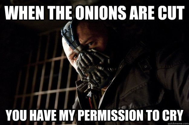 When the onions are cut You have my permission to cry  Academy Bane