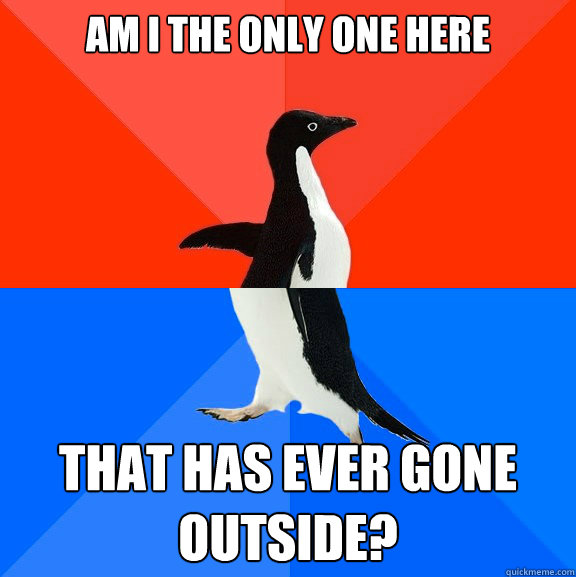 Am I the only one here That has ever gone outside?
  Socially Awesome Awkward Penguin