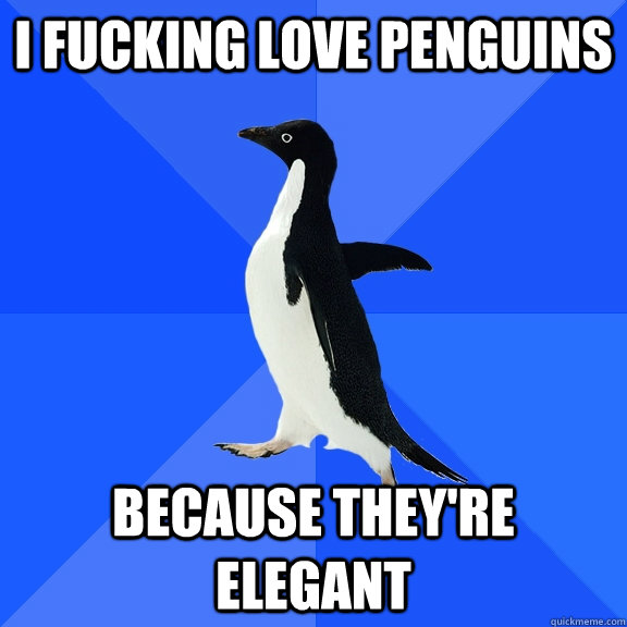 I fucking love penguins because they're ELEGANT  Socially Awkward Penguin