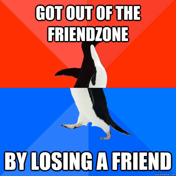 Got out of the friendzone by losing a friend  Socially Awesome Awkward Penguin