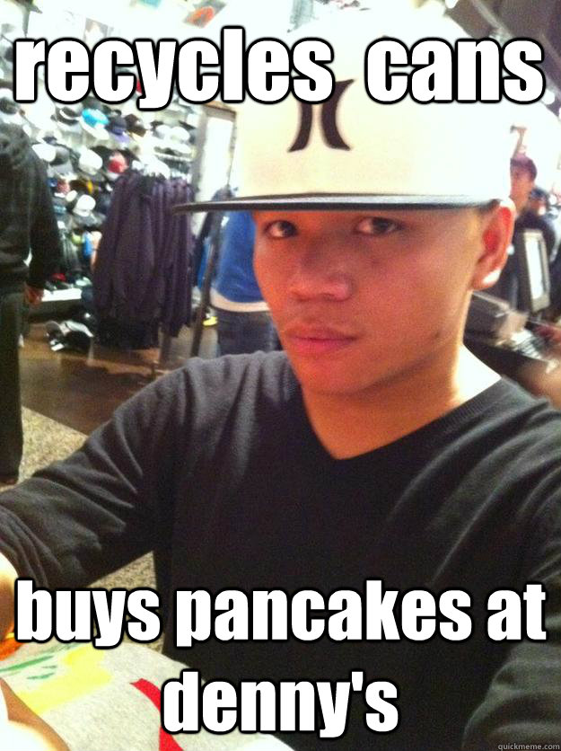 recycles  cans buys pancakes at denny's - recycles  cans buys pancakes at denny's  Homer