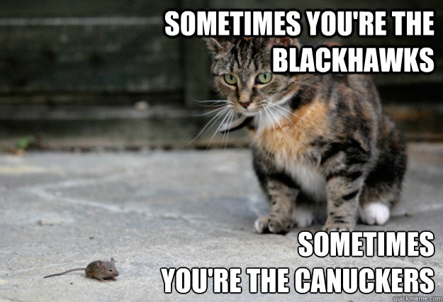 Sometimes you're the Blackhawks Sometimes 
you're the canuckers  