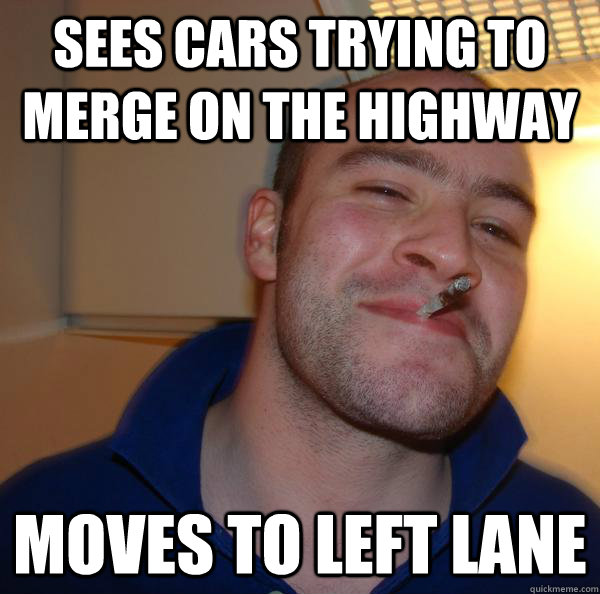 Sees cars trying to merge on the highway moves to left lane - Sees cars trying to merge on the highway moves to left lane  Misc