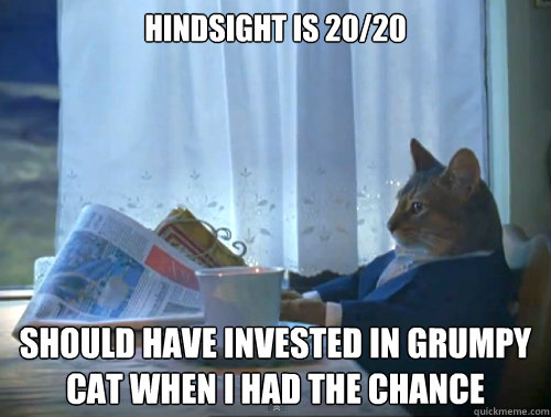 Hindsight is 20/20 should have invested in grumpy cat when i had the chance  The One Percent Cat