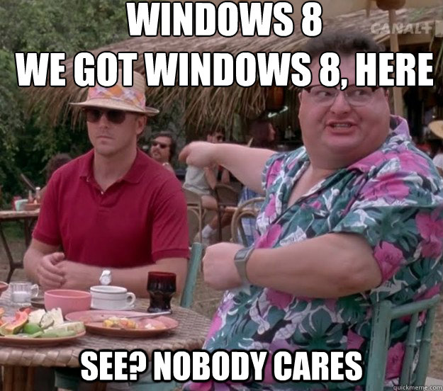 Windows 8
We got windows 8, here See? nobody cares  we got dodgson here