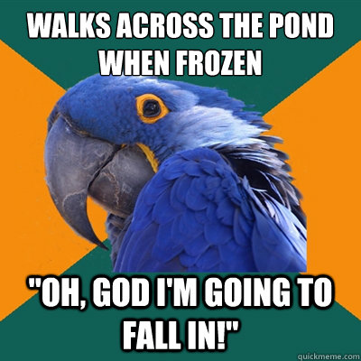 Walks across the pond when frozen 