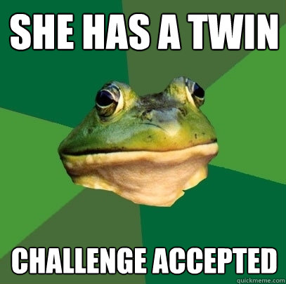 She Has a Twin Challenge accepted  Foul Bachelor Frog