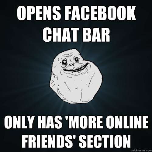 opens facebook chat bar only has 'more online friends' section  Forever Alone