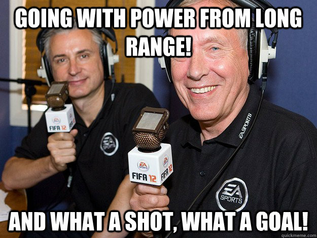 Going with power from long range! And what a shot, what a goal!  FIFA 12 commentators