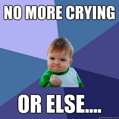 no more crying or else....  Success Kid
