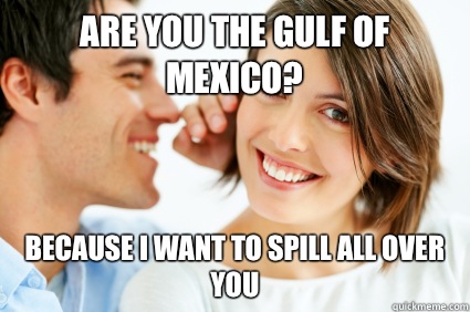 Are you the gulf of Mexico? Because I want to spill all over you - Are you the gulf of Mexico? Because I want to spill all over you  Bad Pick-up line Paul