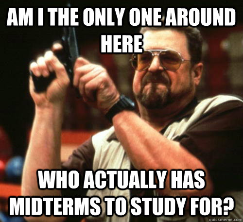 Am i the only one around here who actually has midterms to study for?  Am I The Only One Around Here