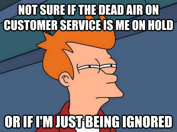 Not sure if the dead air on customer service is me on hold or if I'm just being ignored - Not sure if the dead air on customer service is me on hold or if I'm just being ignored  Futurama Fry