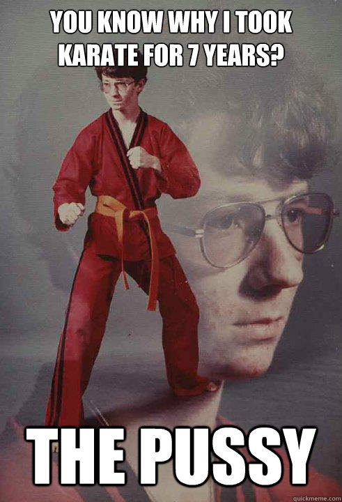 You know why I took karate for 7 years? The pussy  Karate Kyle