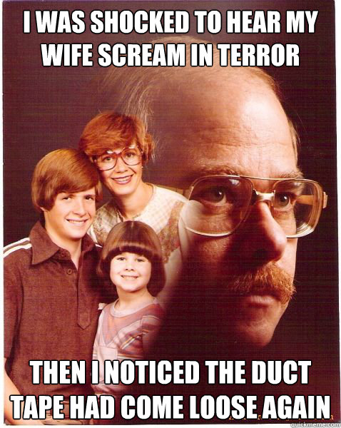 I was shocked to hear my wife scream in terror Then I noticed the duct tape had come loose again  Vengeance Dad
