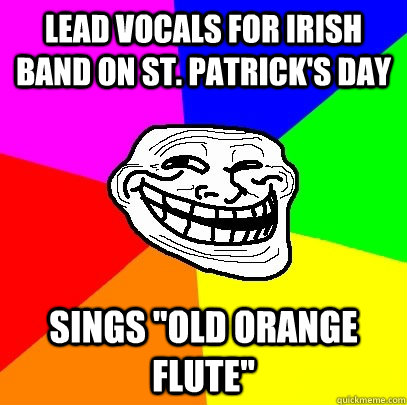 Lead vocals for Irish band on St. Patrick's Day Sings 