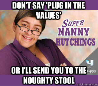 Don't say 'plug in the values' Or I'll send you to the Noughty stool  