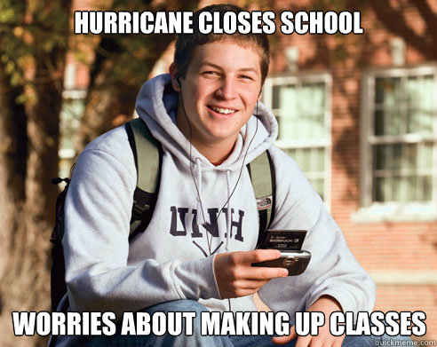 Hurricane closes school worries about making up classes  College Freshman