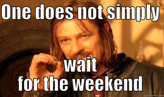 ONE DOES NOT SIMPLY  WAIT FOR THE WEEKEND Boromir