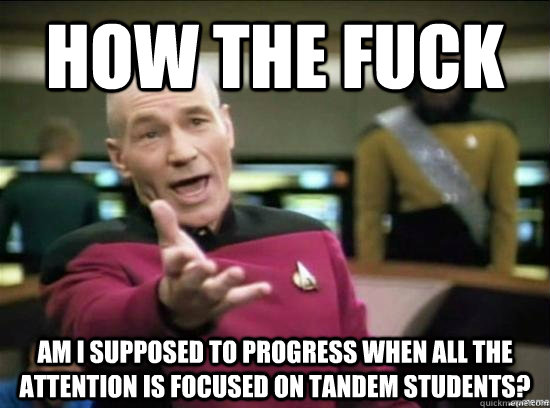 How the fuck am I supposed to progress when all the attention is focused on tandem students?  Annoyed Picard HD