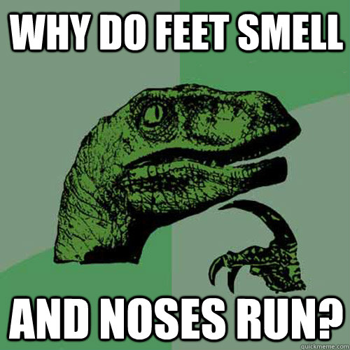 Why do feet smell and noses run?  Philosoraptor