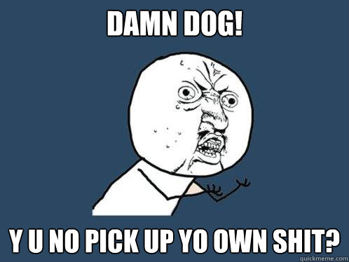 DAMN DOG! Y U NO PICK UP YO OWN SHIT?  Y U No