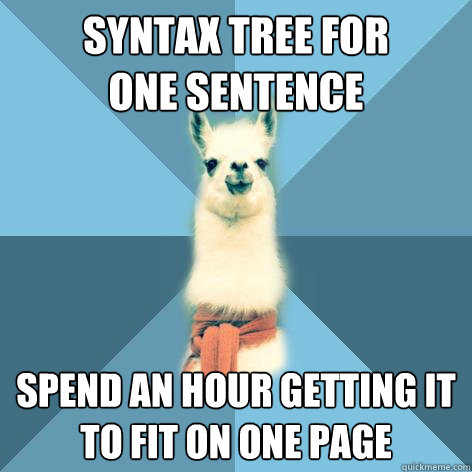 syntax tree for
one sentence spend an hour getting it
to fit on one page - syntax tree for
one sentence spend an hour getting it
to fit on one page  Linguist Llama