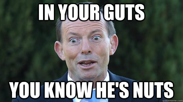 in your guts you know he's nuts - in your guts you know he's nuts  Tony Abbott