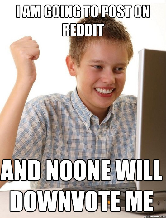 I am going to post on reddit and noone will downvote me  First Day on the Internet Kid