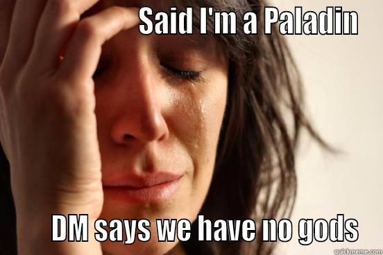                       SAID I'M A PALADIN       DM SAYS WE HAVE NO GODS First World Problems