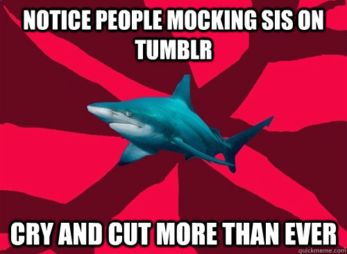 notice people mocking SIS on tumblr Cry and cut more than ever  Self-Injury Shark