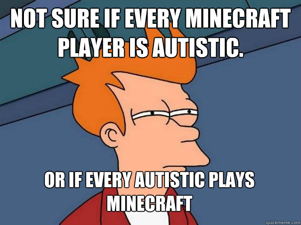 Not sure if every Minecraft player is autistic. or if every autistic plays minecraft  Futurama Fry