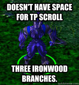 DOESN'T HAVE SPACE FOR TP SCROLL THREE IRONWOOD BRANCHES. - DOESN'T HAVE SPACE FOR TP SCROLL THREE IRONWOOD BRANCHES.  Clueless Dota Player