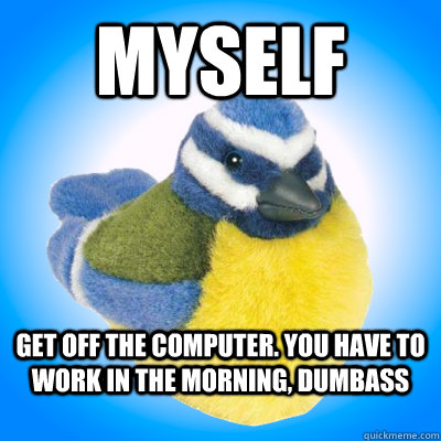 Myself Get off the computer. you have to work in the morning, dumbass - Myself Get off the computer. you have to work in the morning, dumbass  Top Tip Tit