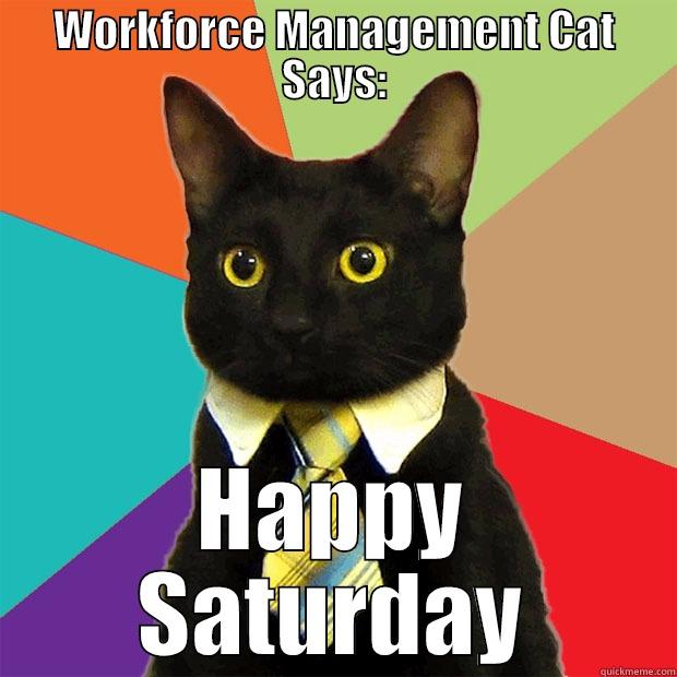 wfm happy saturday - WORKFORCE MANAGEMENT CAT SAYS: HAPPY SATURDAY Business Cat
