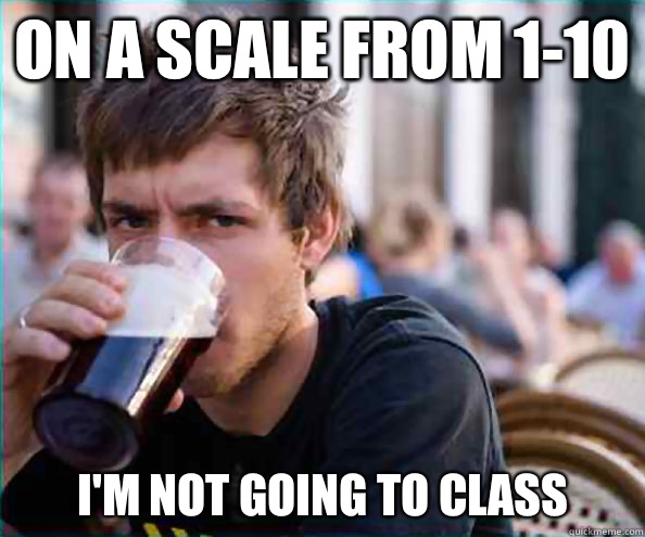 On a scale from 1-10 I'm not going to class  Lazy College Senior