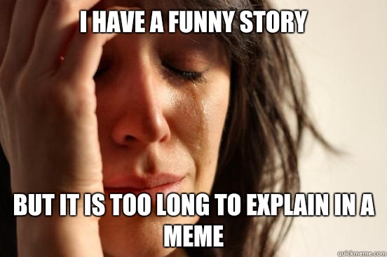 I have a funny story But it is too long to explain in a meme  First World Problems