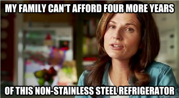 My Family Can't afford four more years  of this non-stainless steel refrigerator  