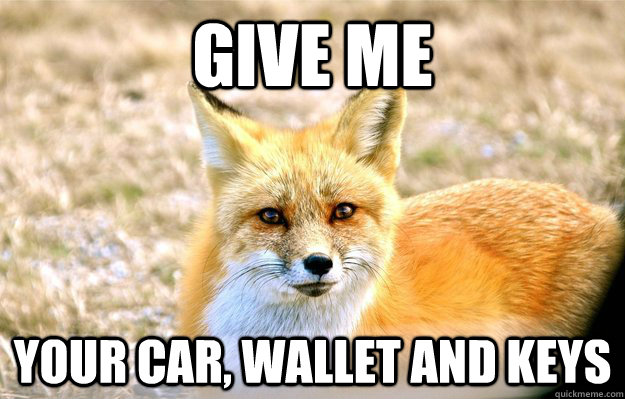 Give me  your car, wallet and keys - Give me  your car, wallet and keys  Intelligent Fox