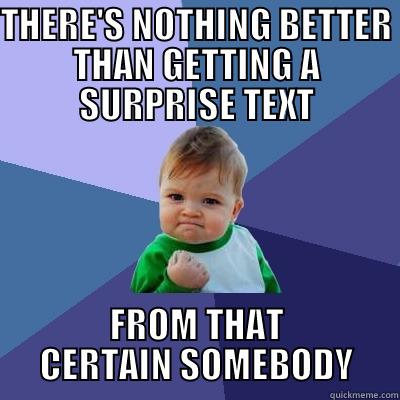 THERE'S NOTHING BETTER THAN GETTING A SURPRISE TEXT FROM THAT CERTAIN SOMEBODY Success Kid