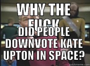 WHY THE FUCK DID PEOPLE DOWNVOTE KATE UPTON IN SPACE? Annoyed Picard