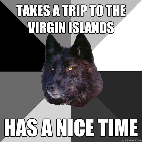 Takes a trip to the virgin islands Has a nice time - Takes a trip to the virgin islands Has a nice time  Sanity Wolf