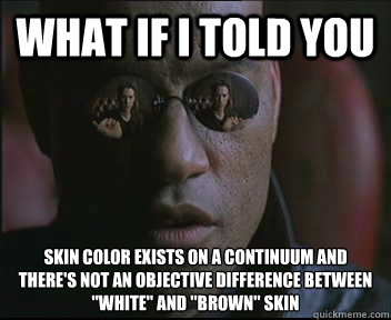 What if I told you Skin color exists on a continuum and there's not an objective difference between 