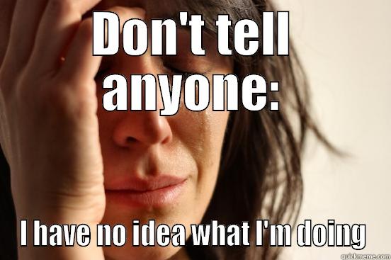 DON'T TELL ANYONE: I HAVE NO IDEA WHAT I'M DOING First World Problems