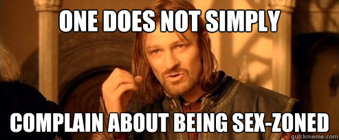 One does not simply complain about being sex-zoned  One Does Not Simply