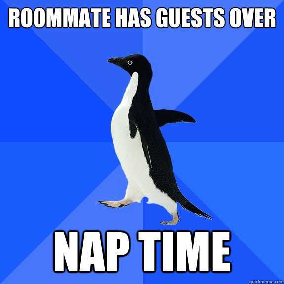 Roommate has guests over Nap Time  Socially Awkward Penguin