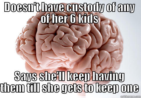 DOESN'T HAVE CUSTODY OF ANY OF HER 6 KIDS SAYS SHE'LL KEEP HAVING THEM TILL SHE GETS TO KEEP ONE Scumbag Brain