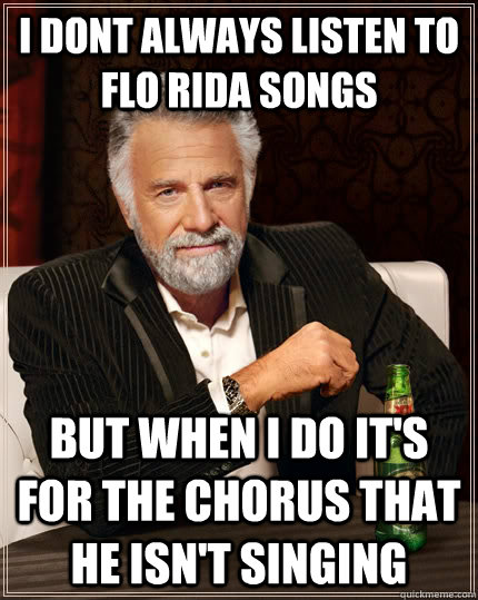 I dont always listen to Flo Rida songs but when i do it's for the chorus that he isn't singing  The Most Interesting Man In The World