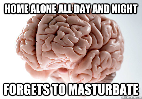 Home alone all day and night Forgets to masturbate  Scumbag Brain