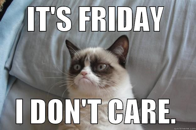 It's Friday - IT'S FRIDAY I DON'T CARE. Grumpy Cat